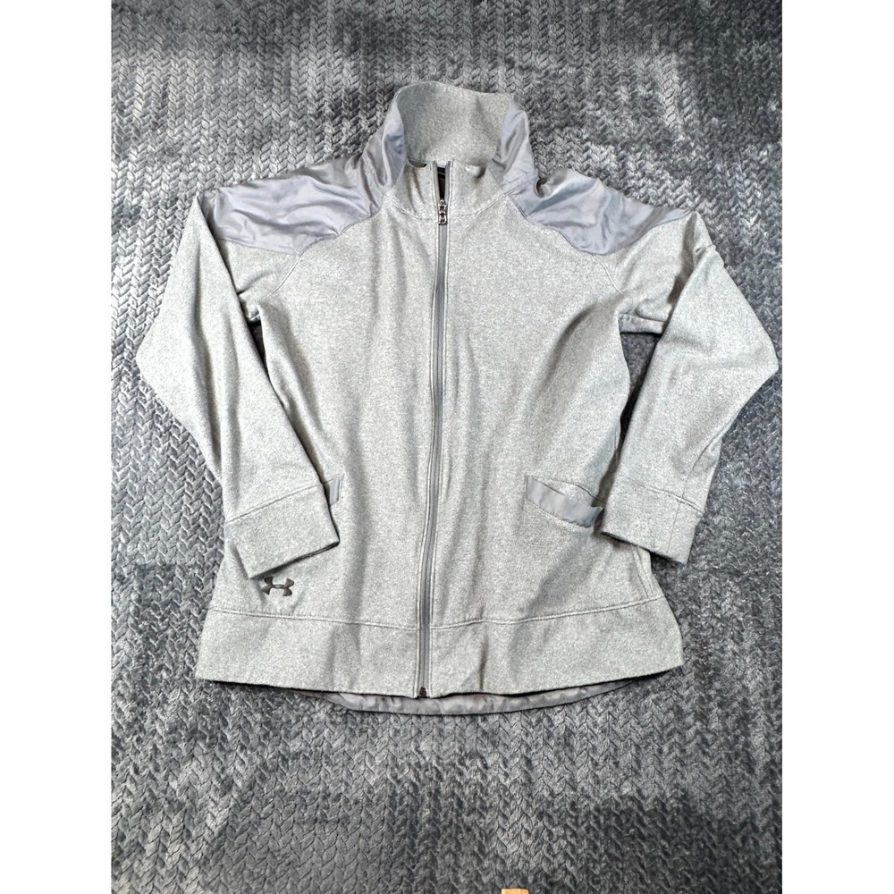 Under Armour Coldgear Athletic Jacket Womens Large Heather Gray Mock Neck‎ Loose